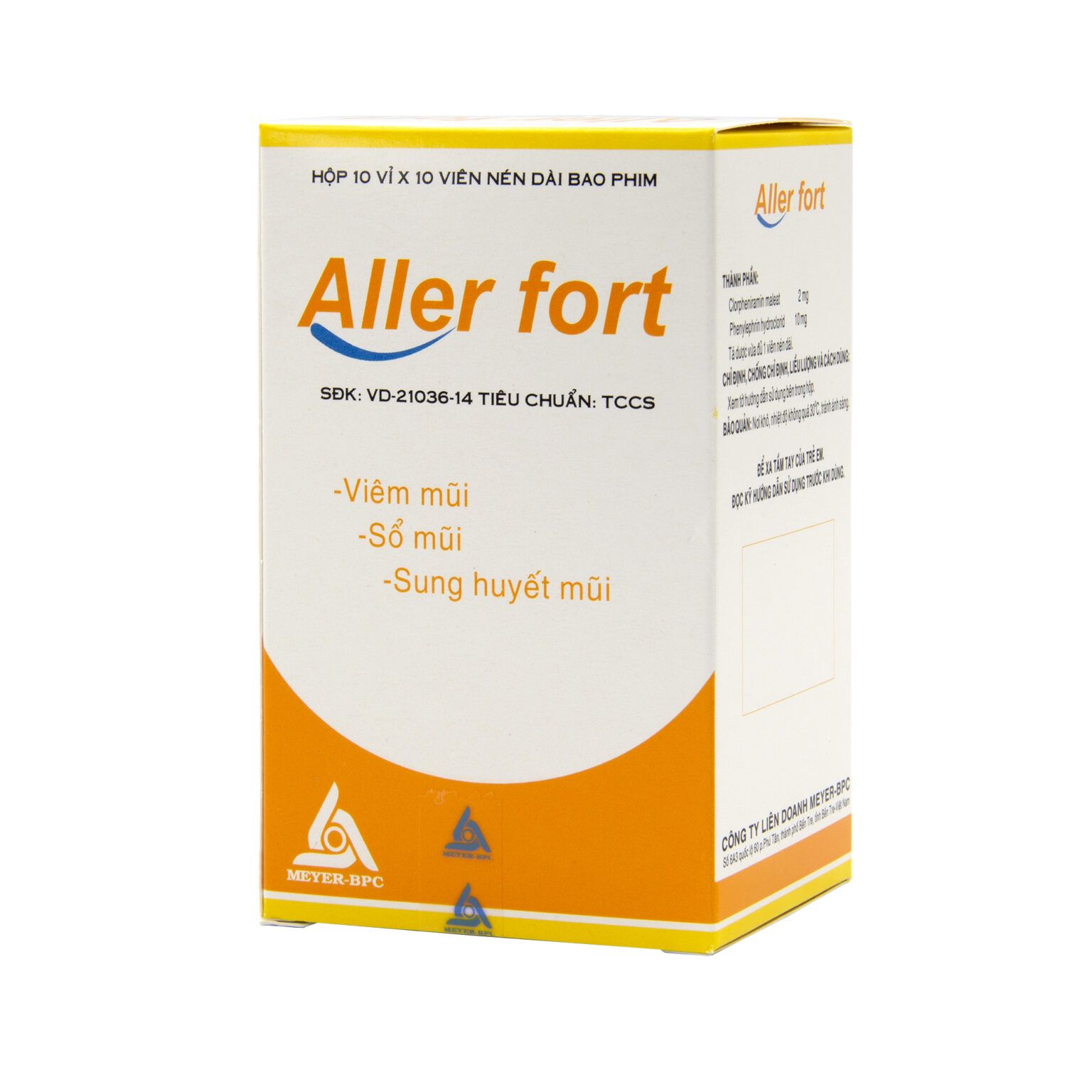 Aller Fort Hộp 100 Viên - Điều trị triệu chứng của các bệnh đường hô hấp