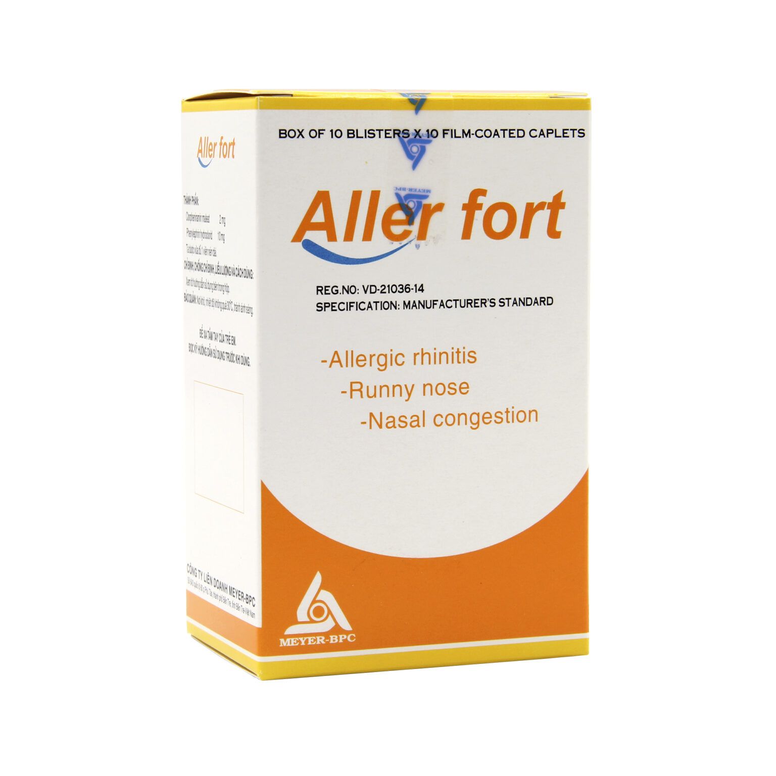 Aller Fort Hộp 100 Viên - Điều trị triệu chứng của các bệnh đường hô hấp