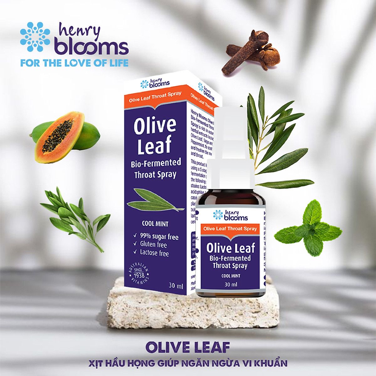 Olive Leaf Chai 30ml - Xịt Hầu Họng Ngăn Ngừa Vi Khuẩn